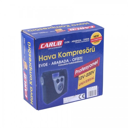 LASTİK ŞİŞİRME HAVA KOMPRESÖRÜ CARUB PROFOSYONEL FENERLİ ÇANTALI BR249 13 20