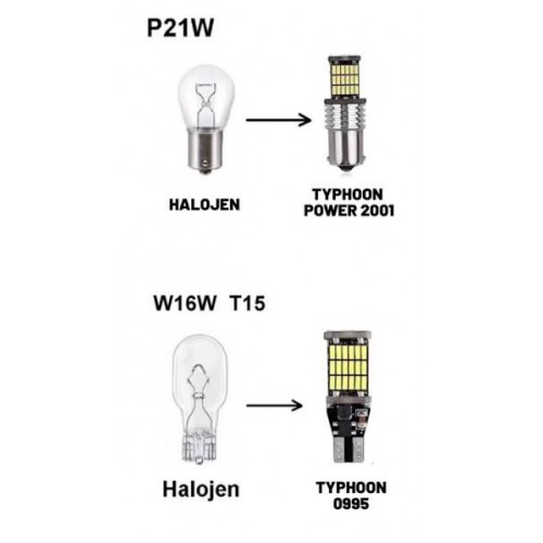 T15 LED AMPÜL BEYAZ CANBUS 1 TAKIM ( 2 ADET FİYATIDIR ) TYPHOON 0995